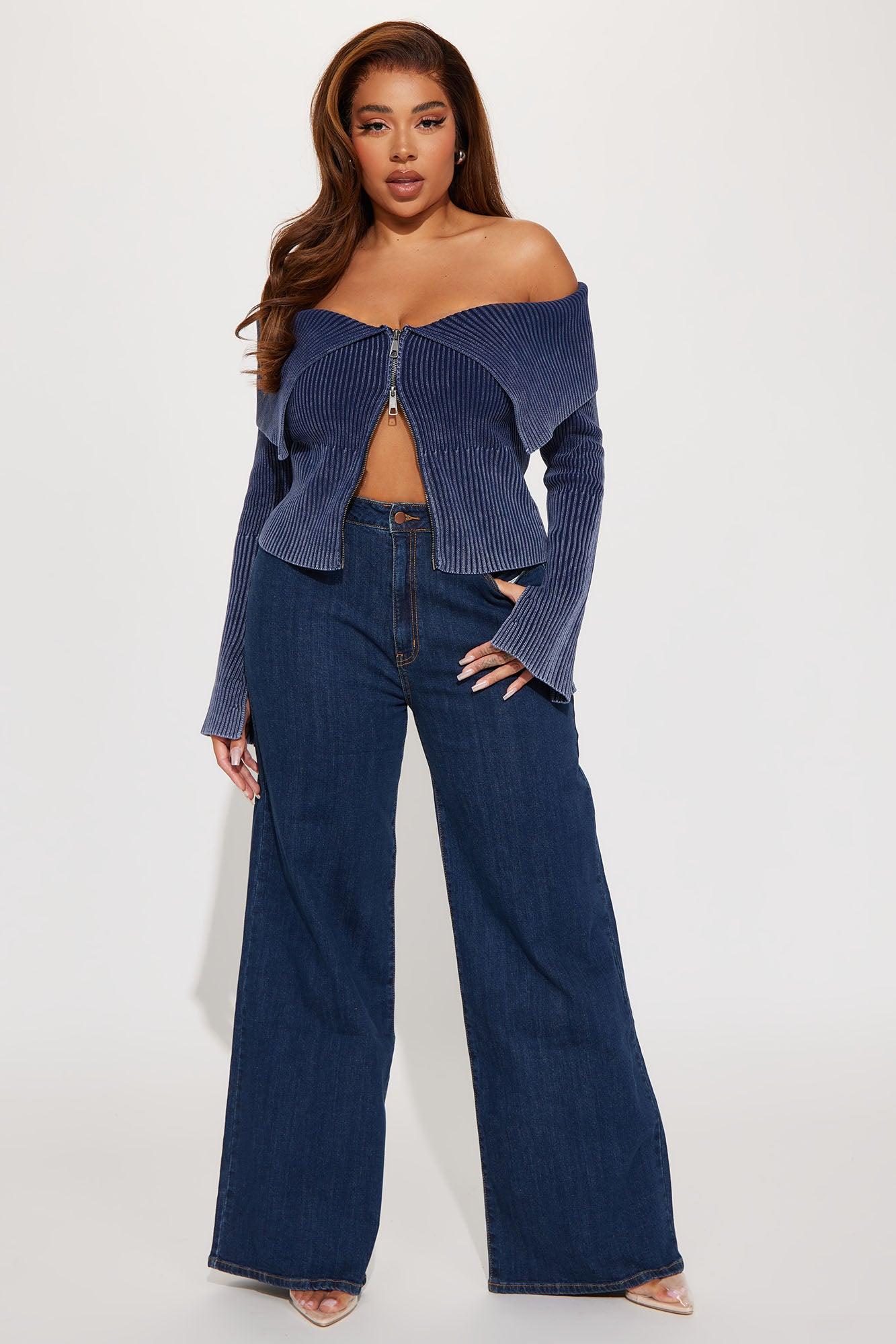 Chasing Thrills Stretch Wide Leg Jeans - Dark Wash Product Image