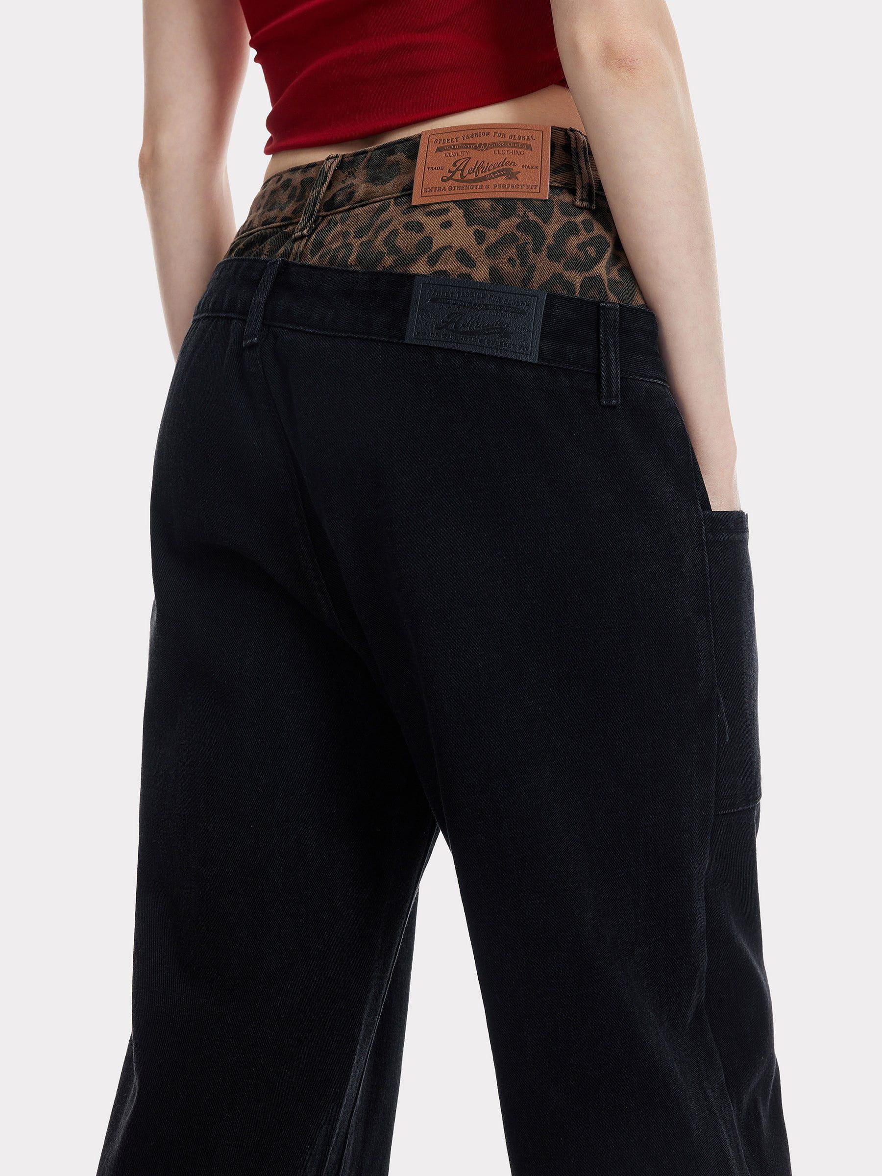 Aelfric Eden Leopard Double Waist Baggy Jeans Product Image