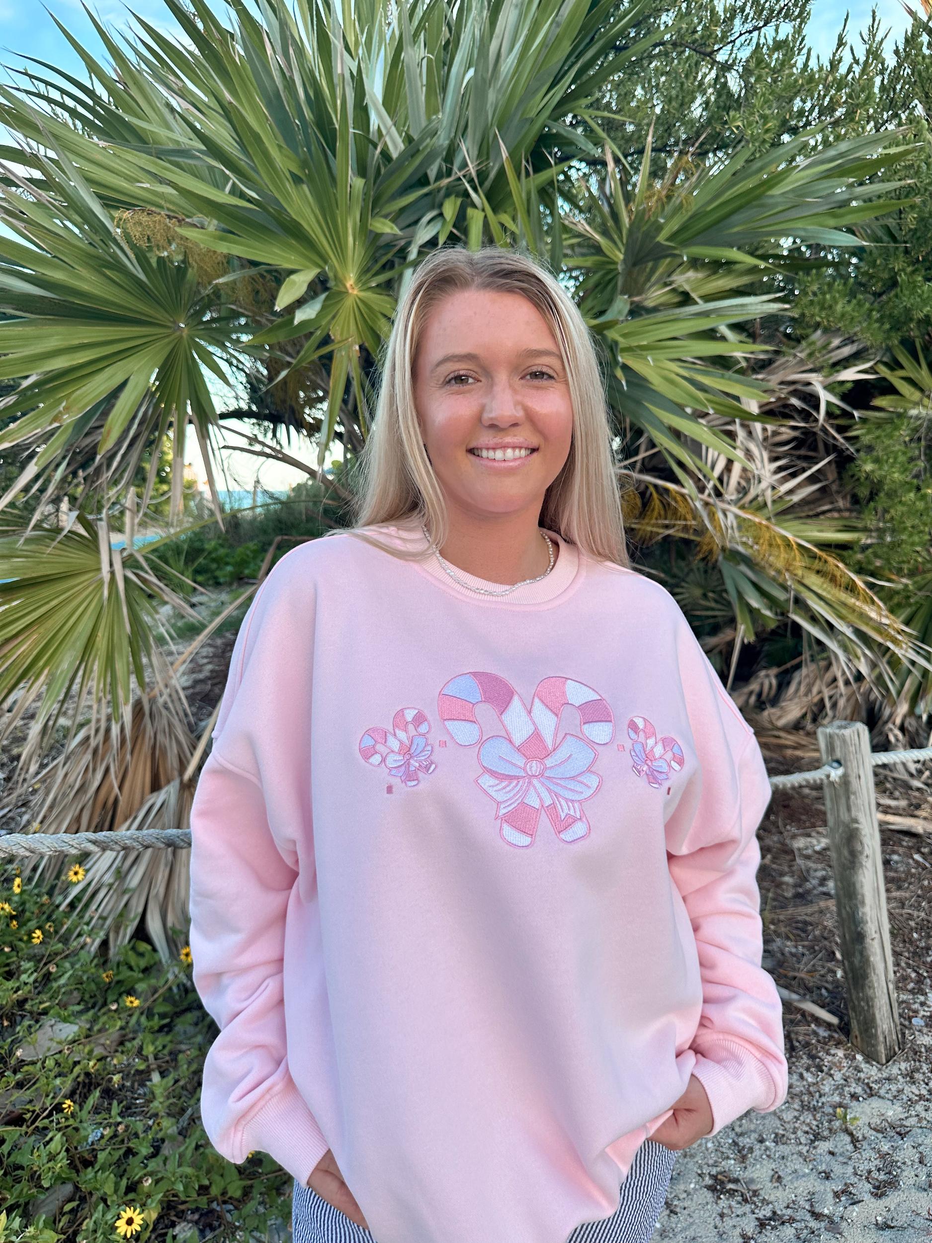 Light Pink Candy Cane Wonderland Sweatshirt Product Image