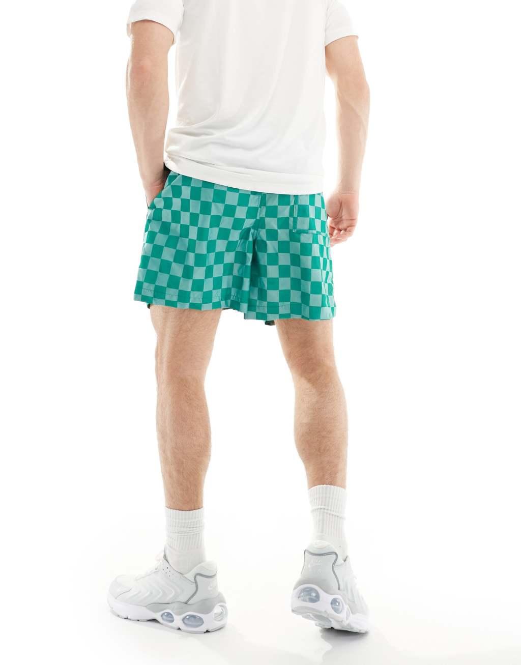 Nike Club checkerboard shorts in green Product Image