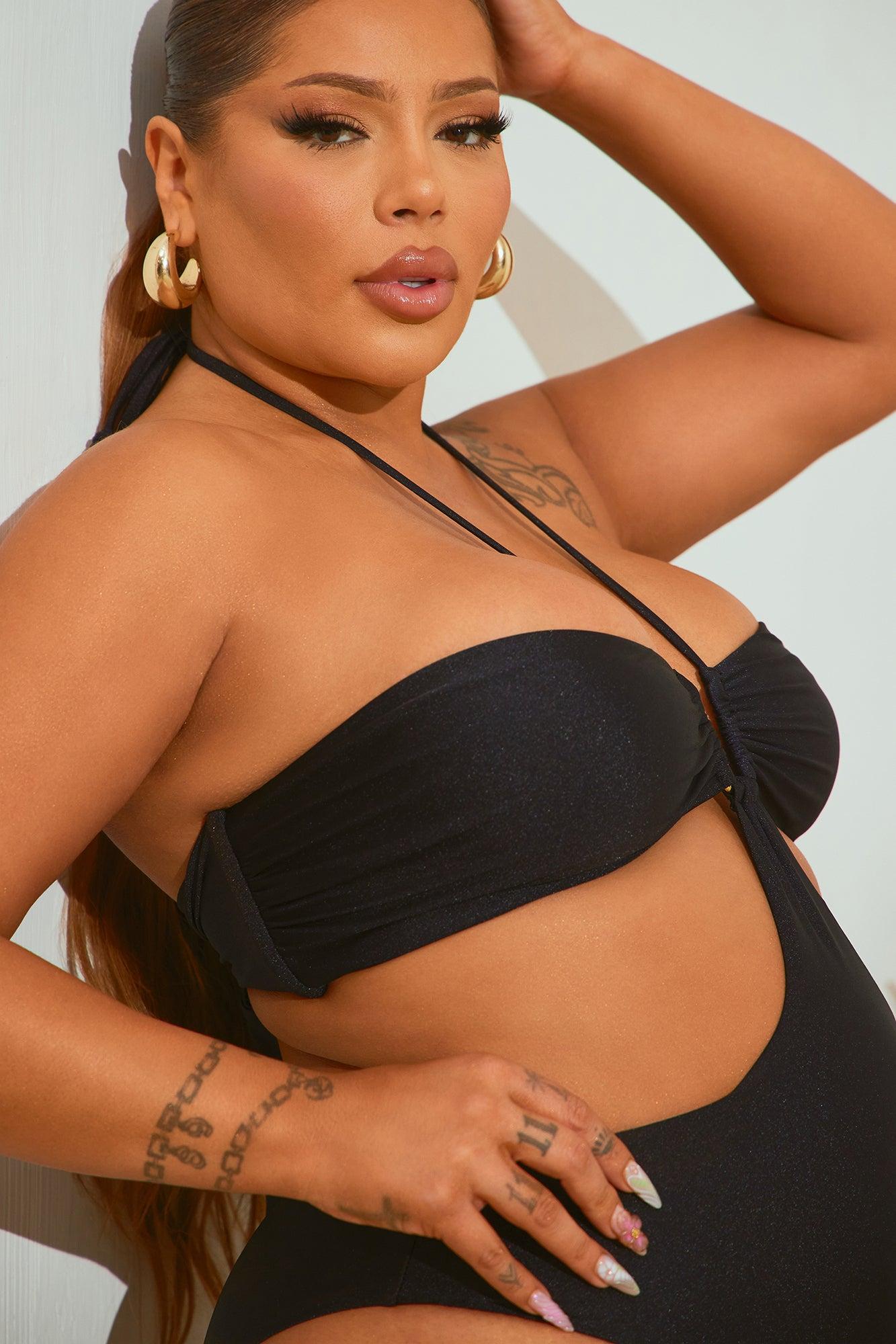 Roxie Halter 1 Piece Swimsuit - Black Product Image