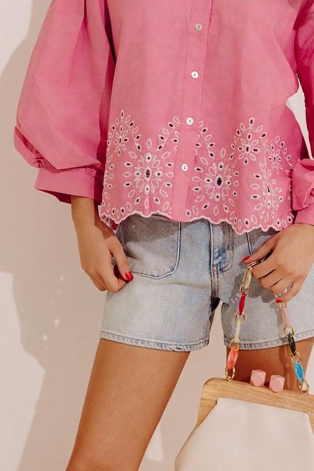 Kind Gesture Eyelet Top in Blush Product Image