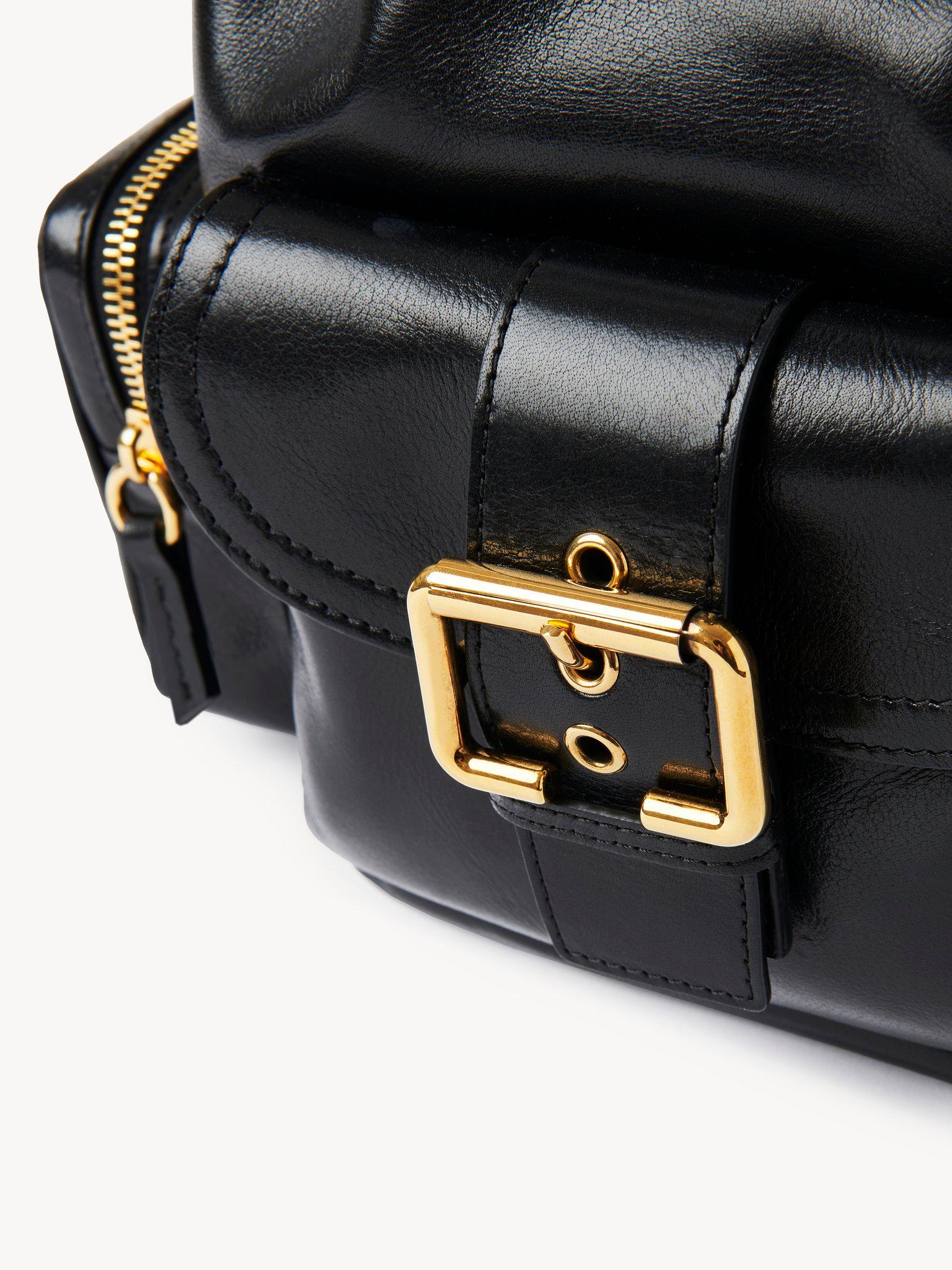 Camera Bucket bag in shiny leather Product Image