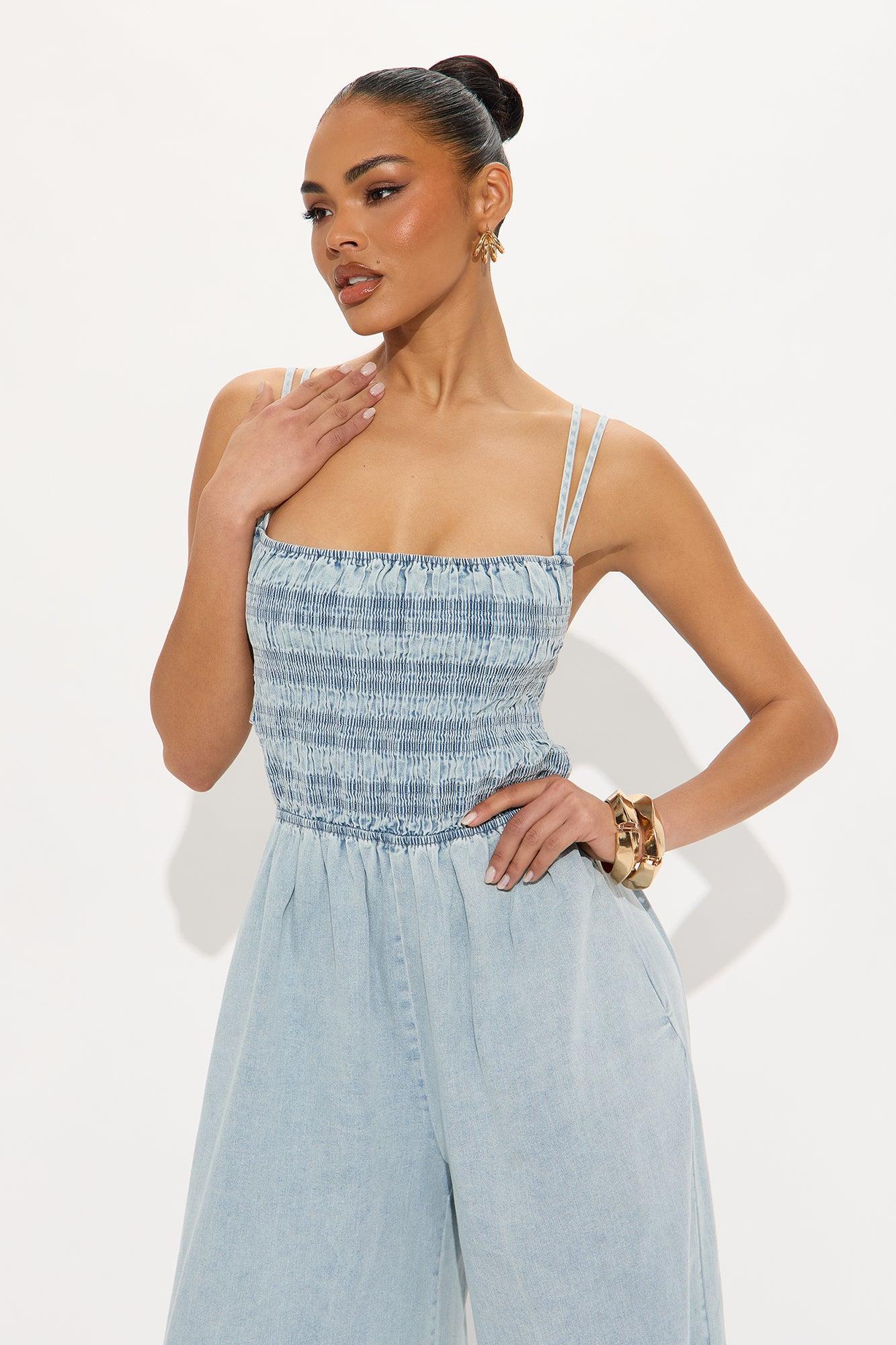 Bronwyn Washed Denim Jumpsuit - Light Wash Product Image