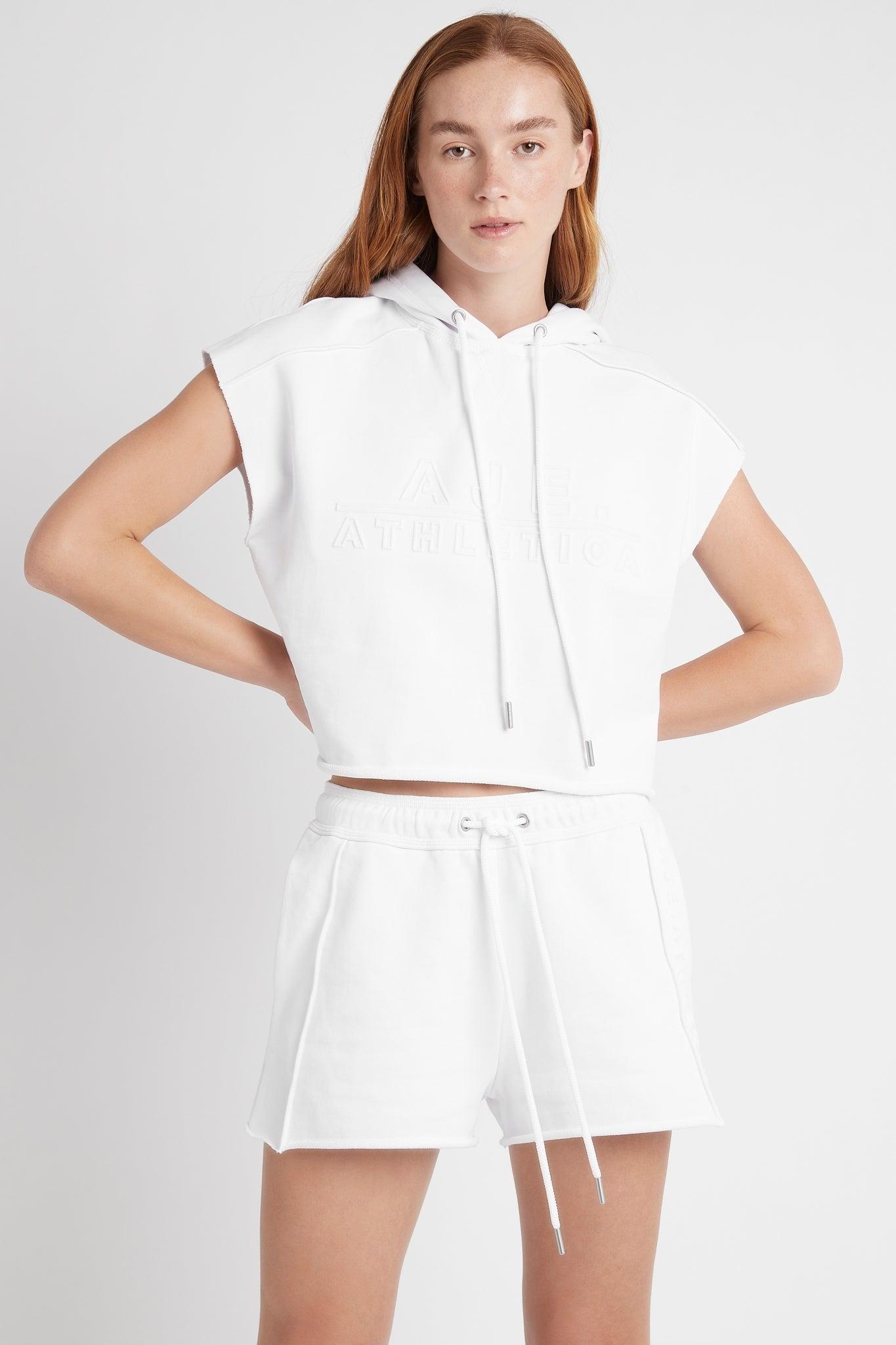 Embossed Classic Short Sleeve Cropped Hoodie 402 Product Image