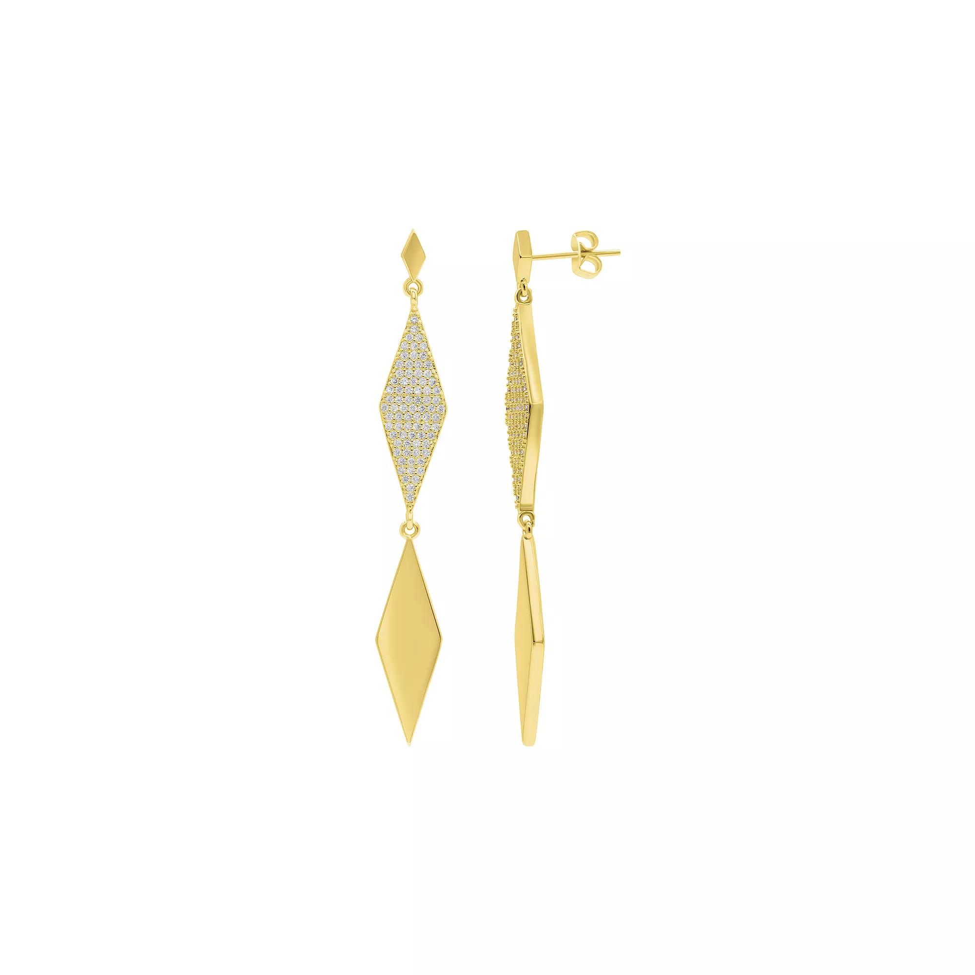 Adornia Gold Tone Crystal Long Diamond Shape Drop Earrings, Women's Product Image