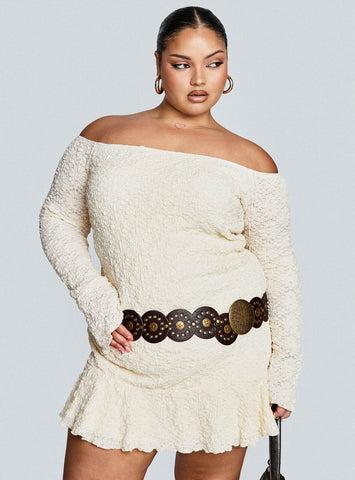 Vancesca Strapless Mini Dress Cream Curve Product Image