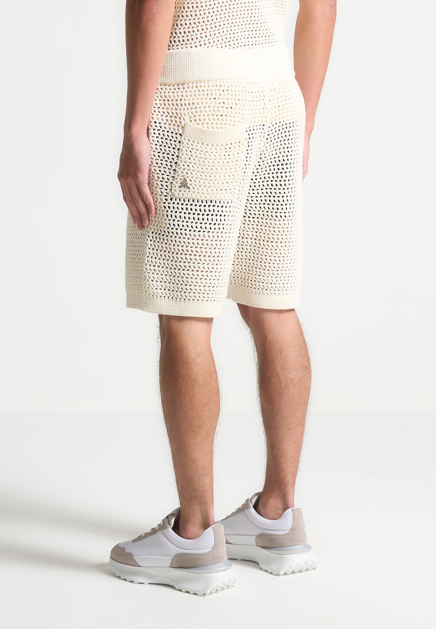 Crochet Knit Shorts - Cream Male Product Image