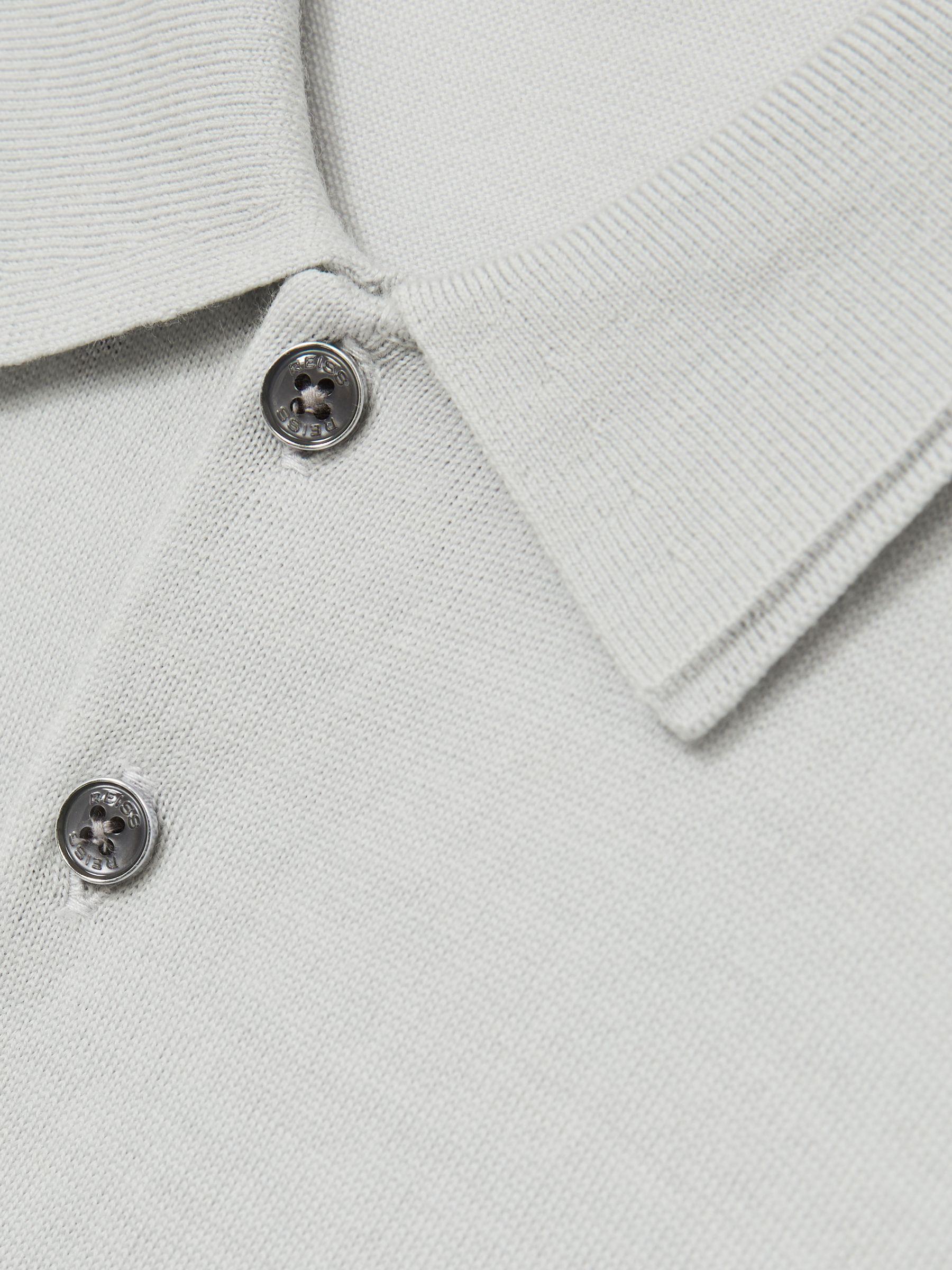 Merino Wool Short-Sleeve Polo Shirt in Iced Blue Product Image