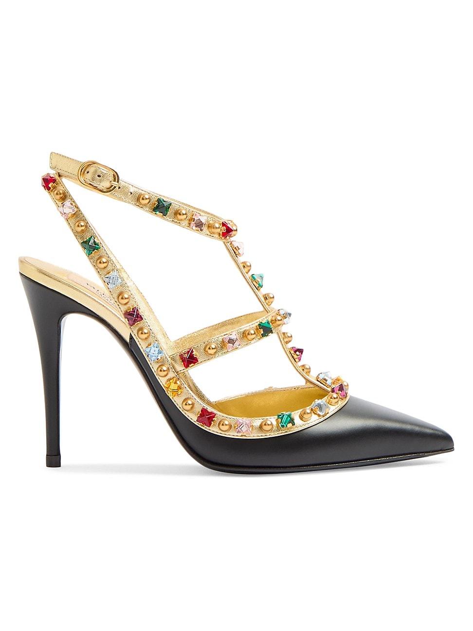 Womens Rockstud Calfskin Pumps 100MM Crystals Product Image