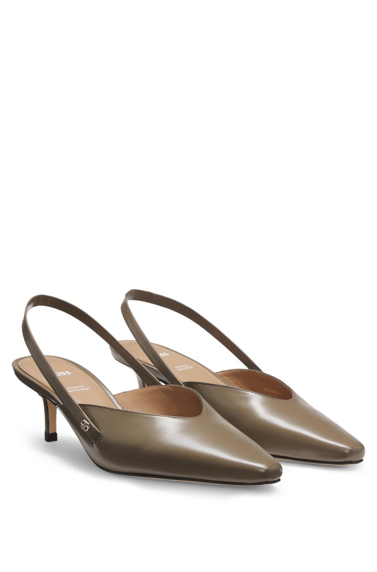 Slingback pumps in polished leather Product Image