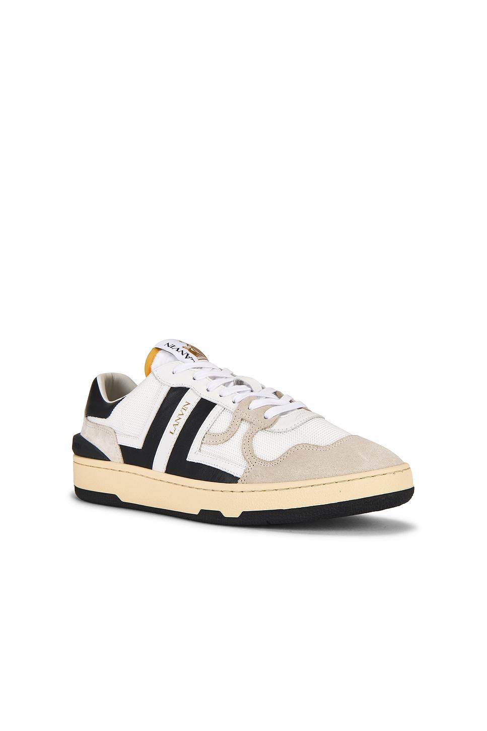 LANVIN Black And White Leather Clay Low Mesh Sneakers Product Image