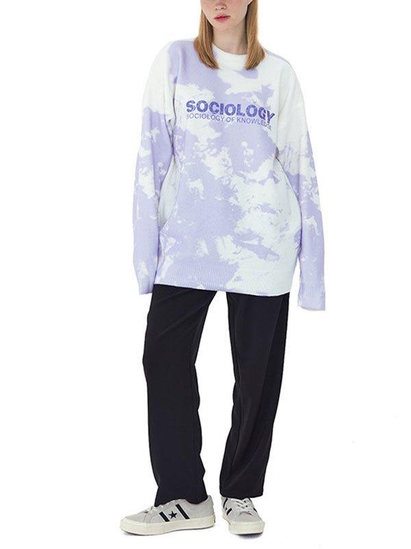 Tie Dye Letter Pattern Couple Sweater Product Image