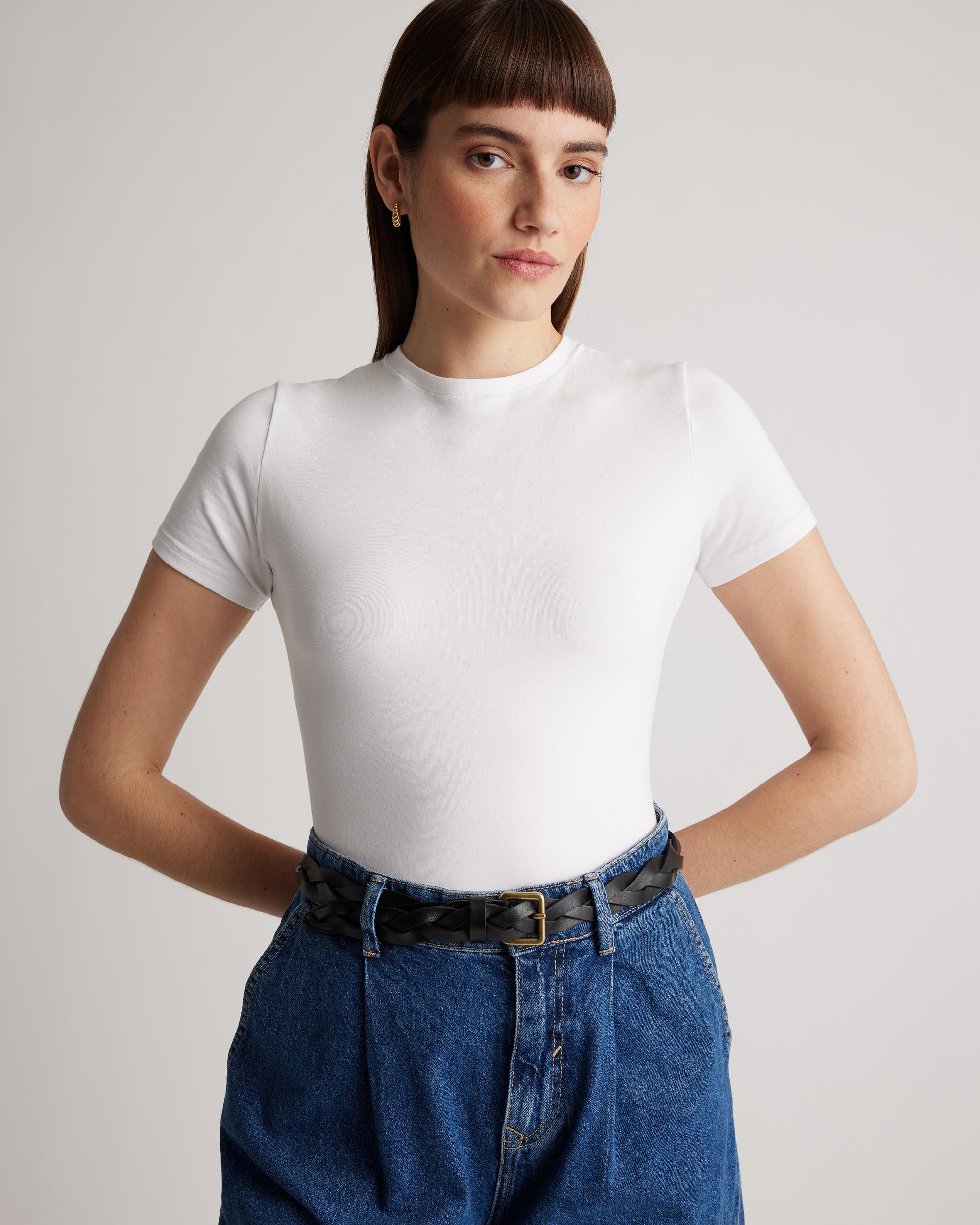 Quince | Women's Stretch Cotton Jersey Short Sleeve Bodysuit Organic Cotton Product Image