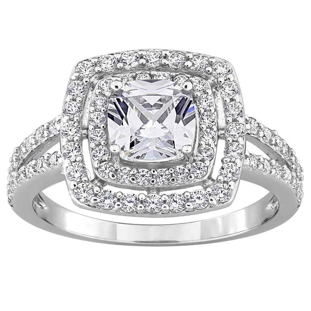 Stella Grace Sterling Silver Cubic Zirconia Double Halo Engagement Ring, Womens Product Image