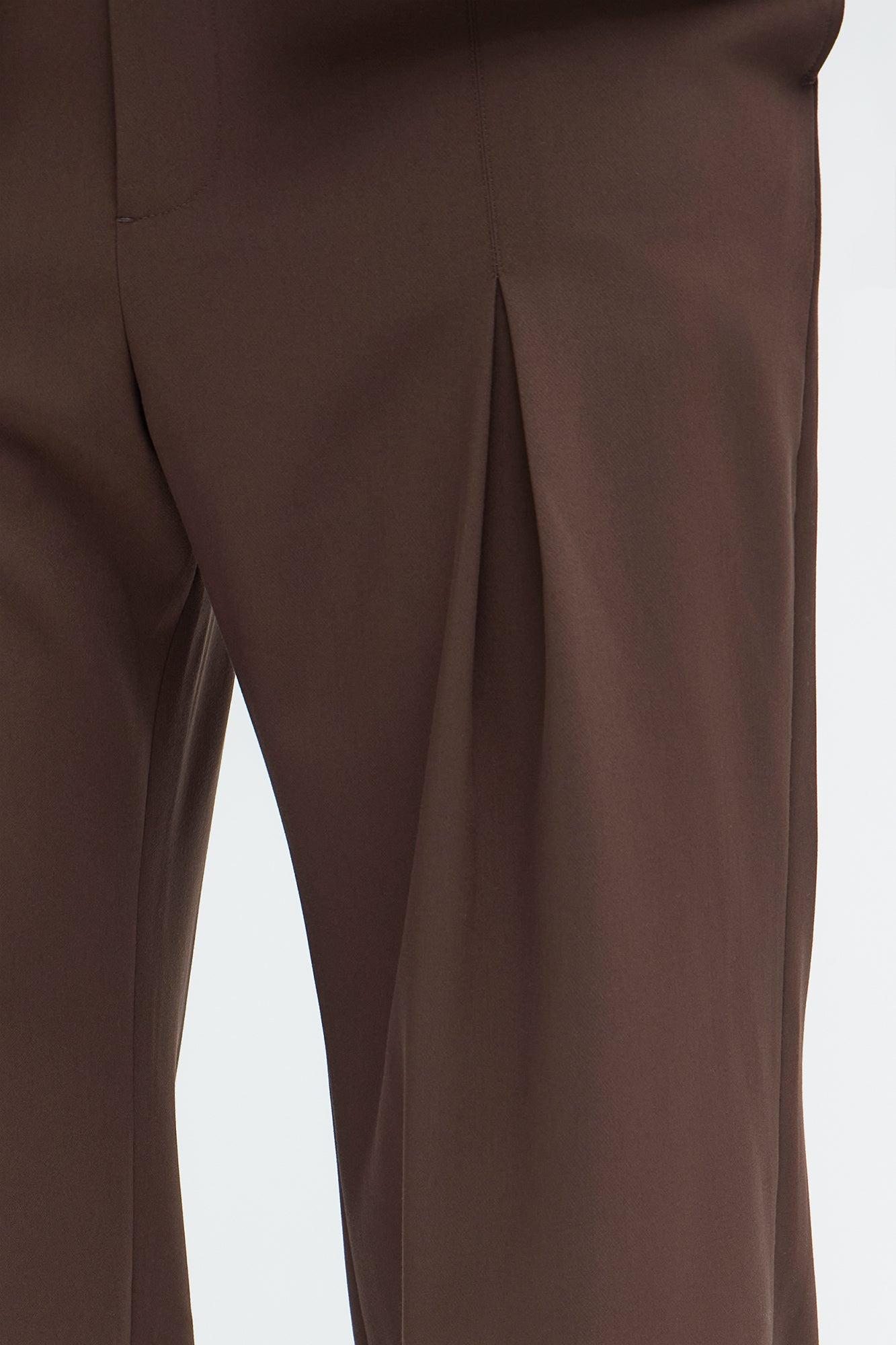 Ronan High Waisted Pleated Trousers - Brown Product Image
