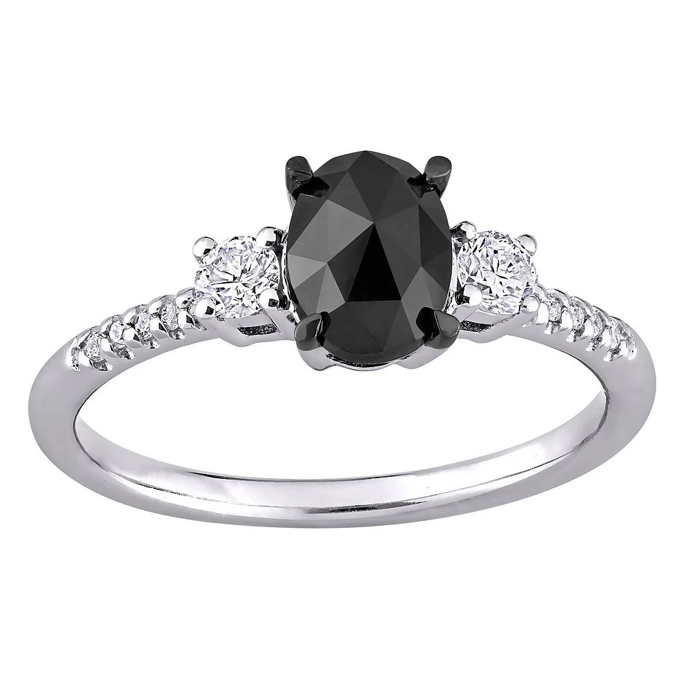 Stella Grace 14k White Gold 1 1/5 Carat T.W. Black & White Diamond Engagement Ring, Women's, Size: 9.50 Product Image