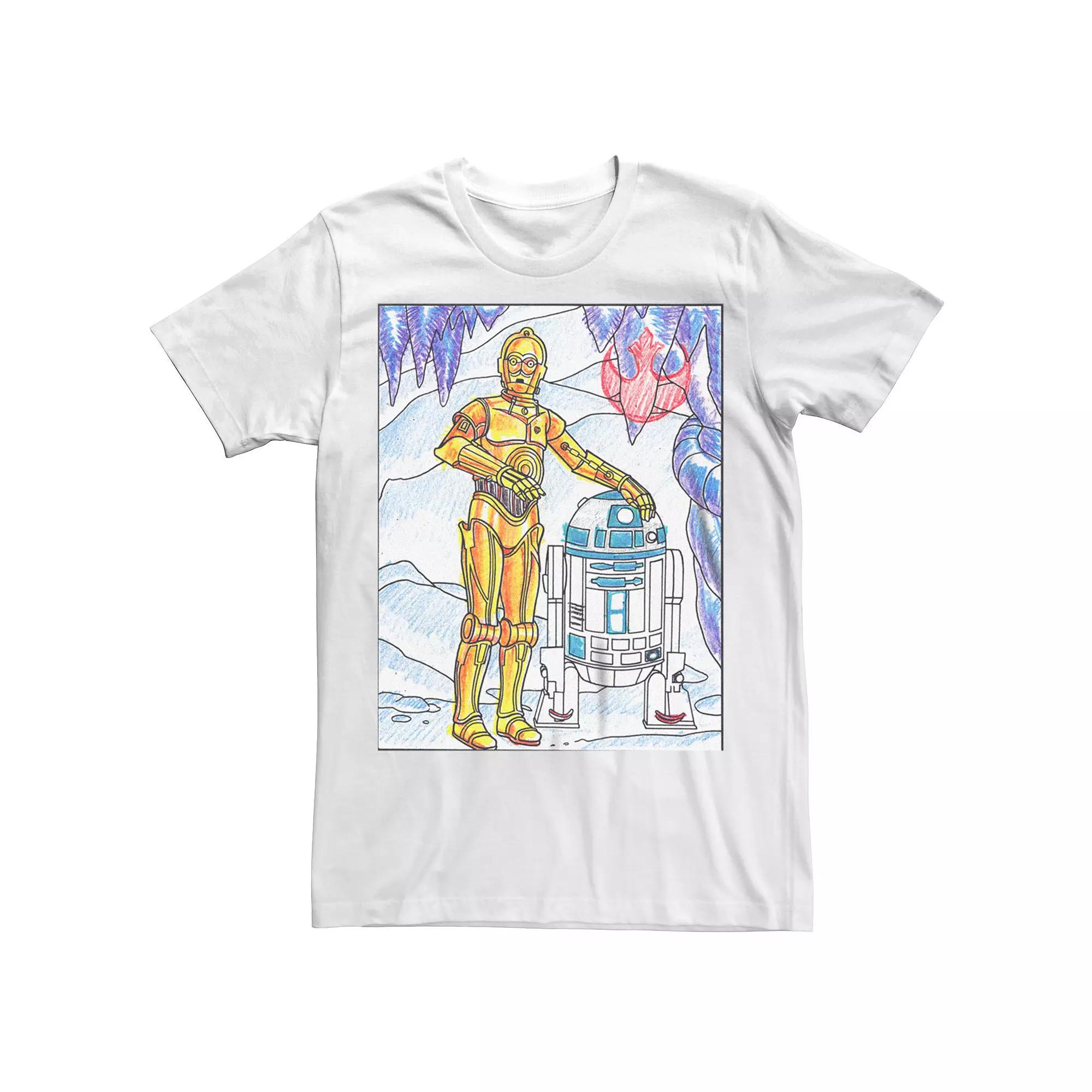 Men's Star Wars A New Hope C-3PO R2-D2 Coloring Book Graphic Tee,  Product Image