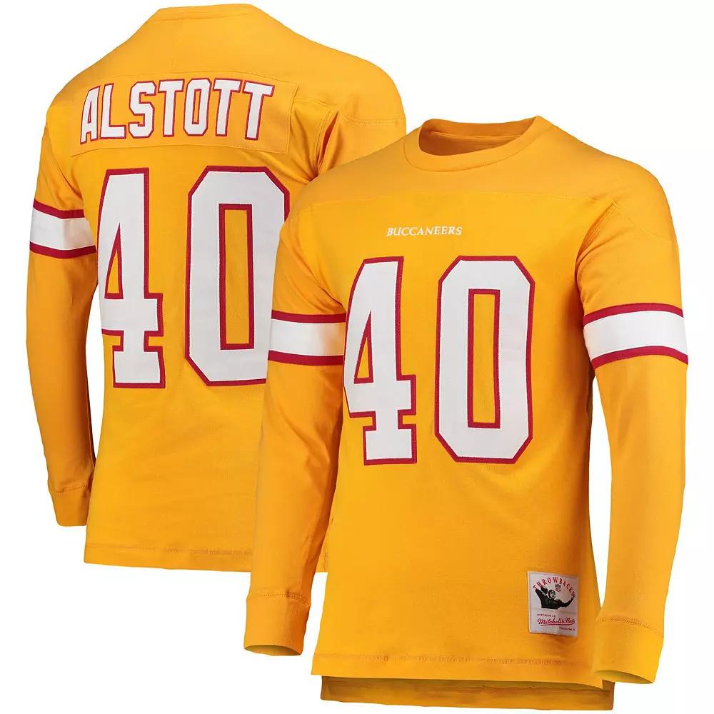 Men's Mitchell & Ness Mike Alstott Orange Tampa Bay Buccaneers 2002 Retired Player Name & Number Long Sleeve T-Shirt, Size: Small Product Image