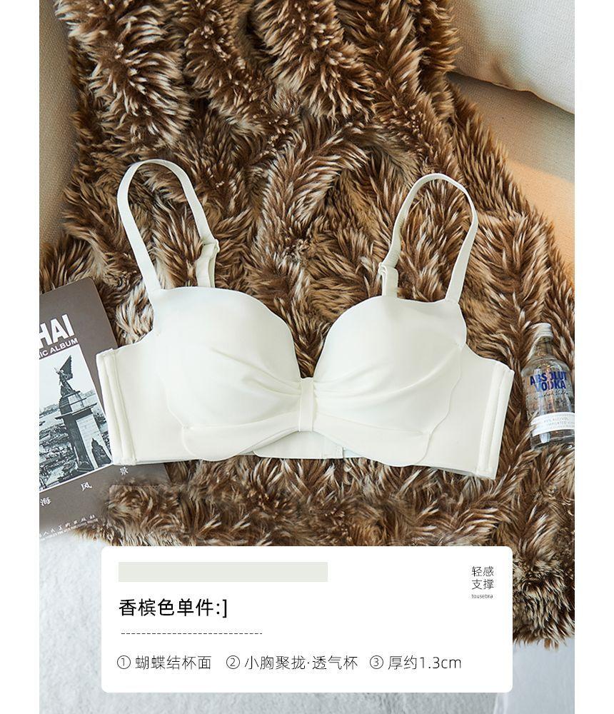 Plain Ruched Push Up Wireless Bra / Panty / Set Product Image