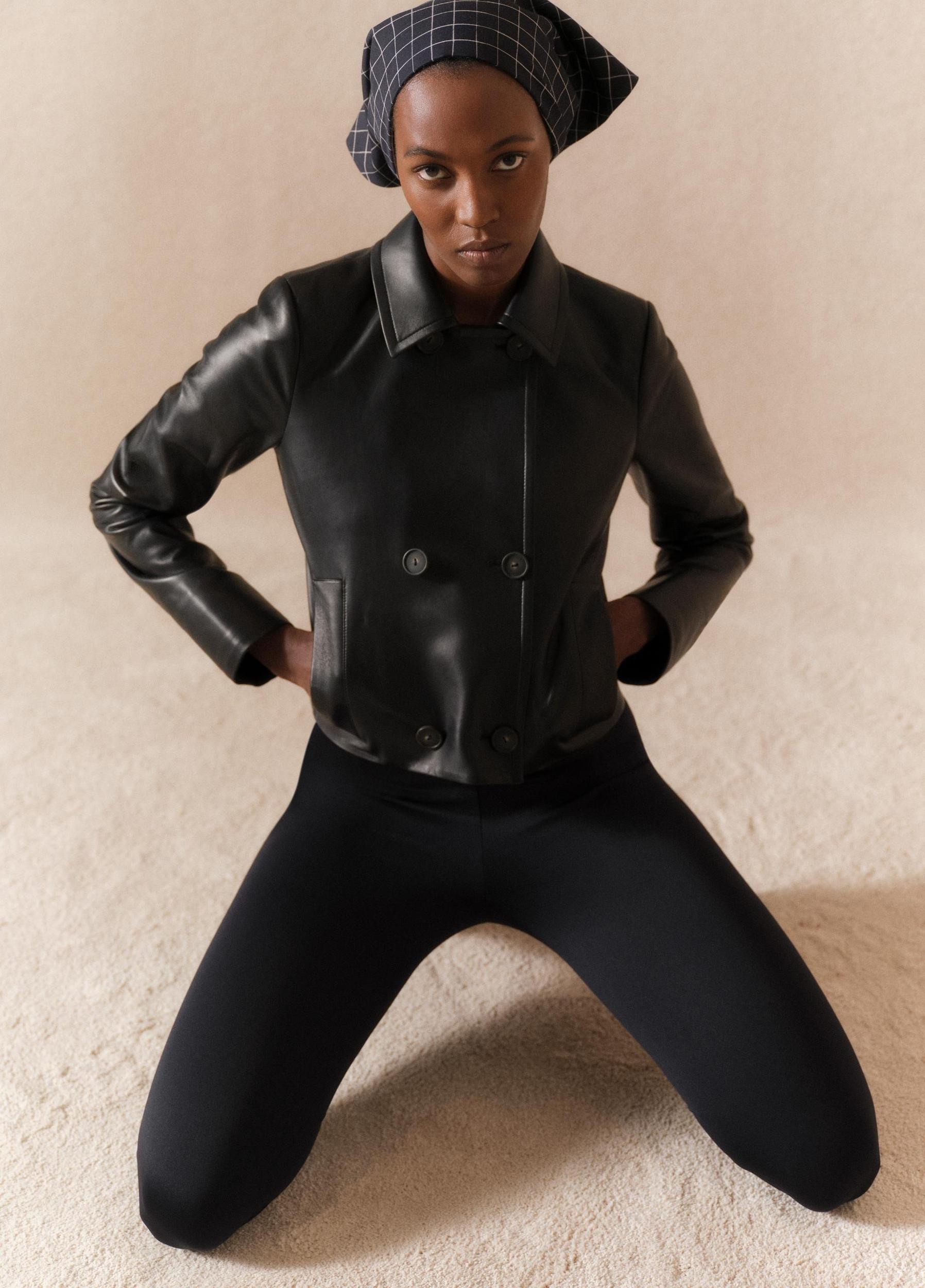 Shrunken Leather Peacoat Product Image