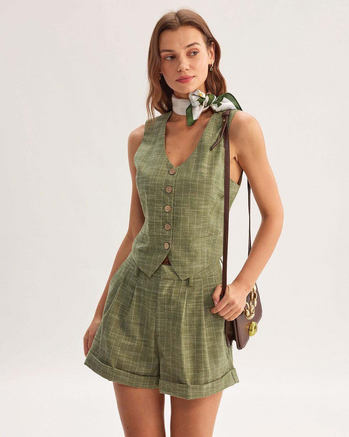 Green Striped Pocket Shorts Product Image