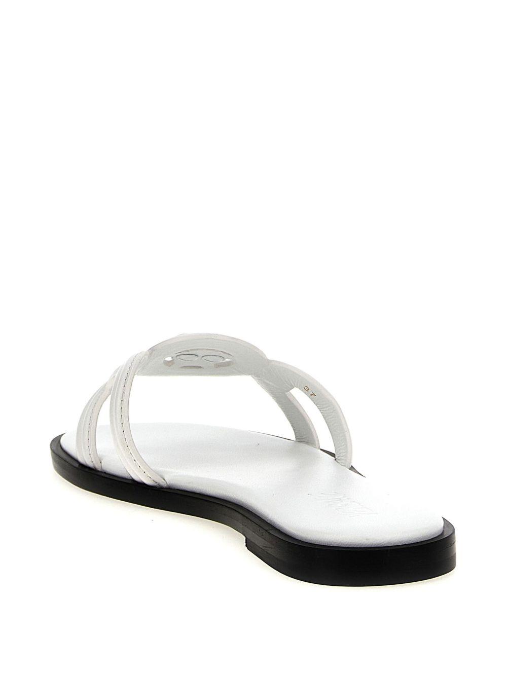 VERSACE Medusa Leather Flat Slide Sandals In White Product Image