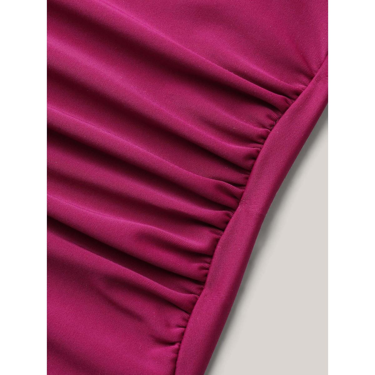 Plus Size Backless Ruched Adjustable One-Piece Swimsuit Women's Swimwear Rosered Resort Gathered Curve Bathing Suits High stretch One Pieces BloomChic 18-20/2X Product Image