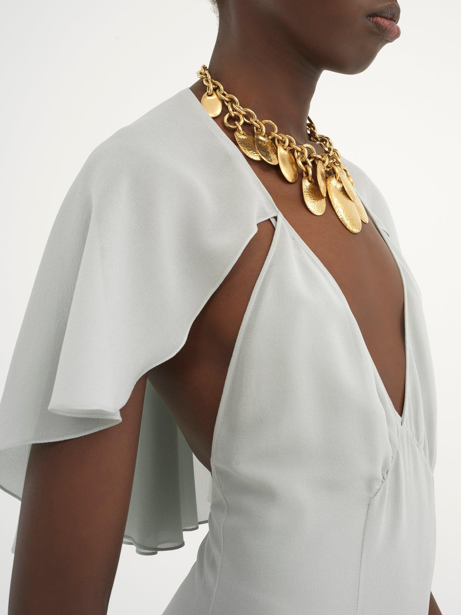 Long flou dress in silk georgette Product Image