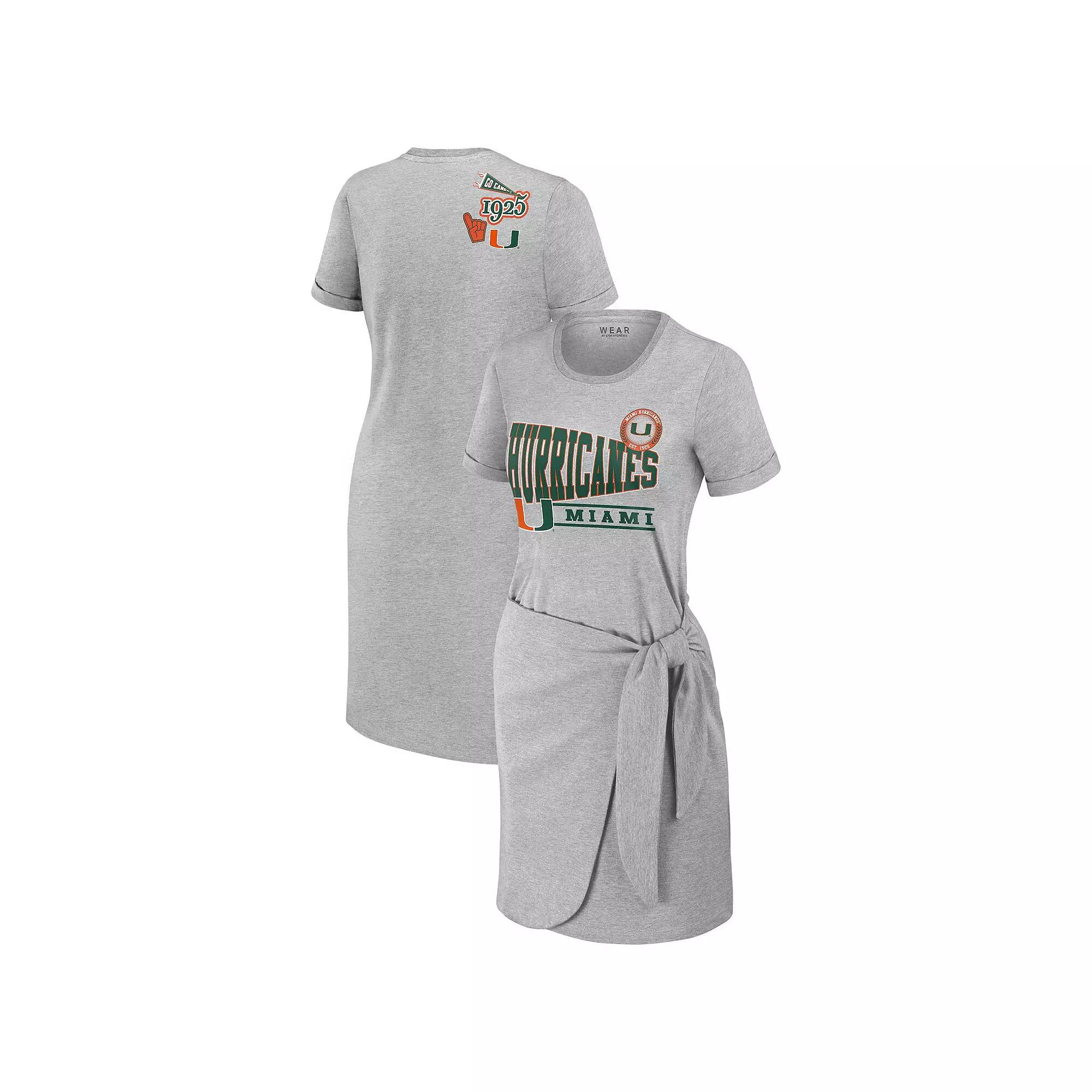 Women's WEAR by Erin Andrews Heather Gray Seattle Seahawks Knotted T-Shirt Dress,  Product Image