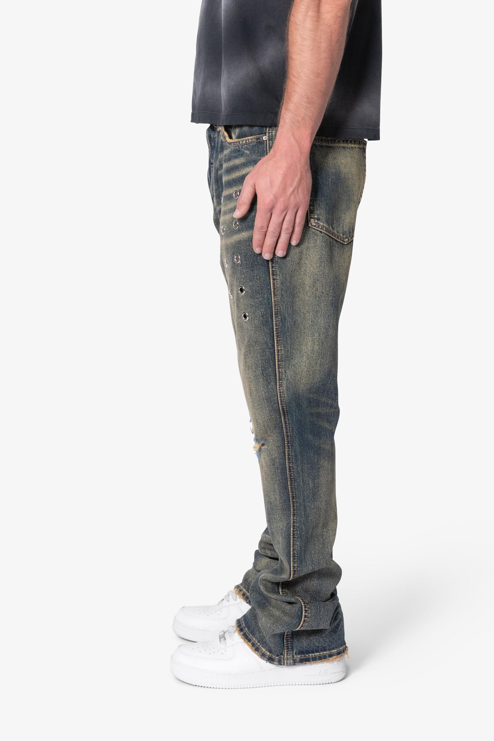 B384 Metal Eyelet Flare Denim - Rust Product Image