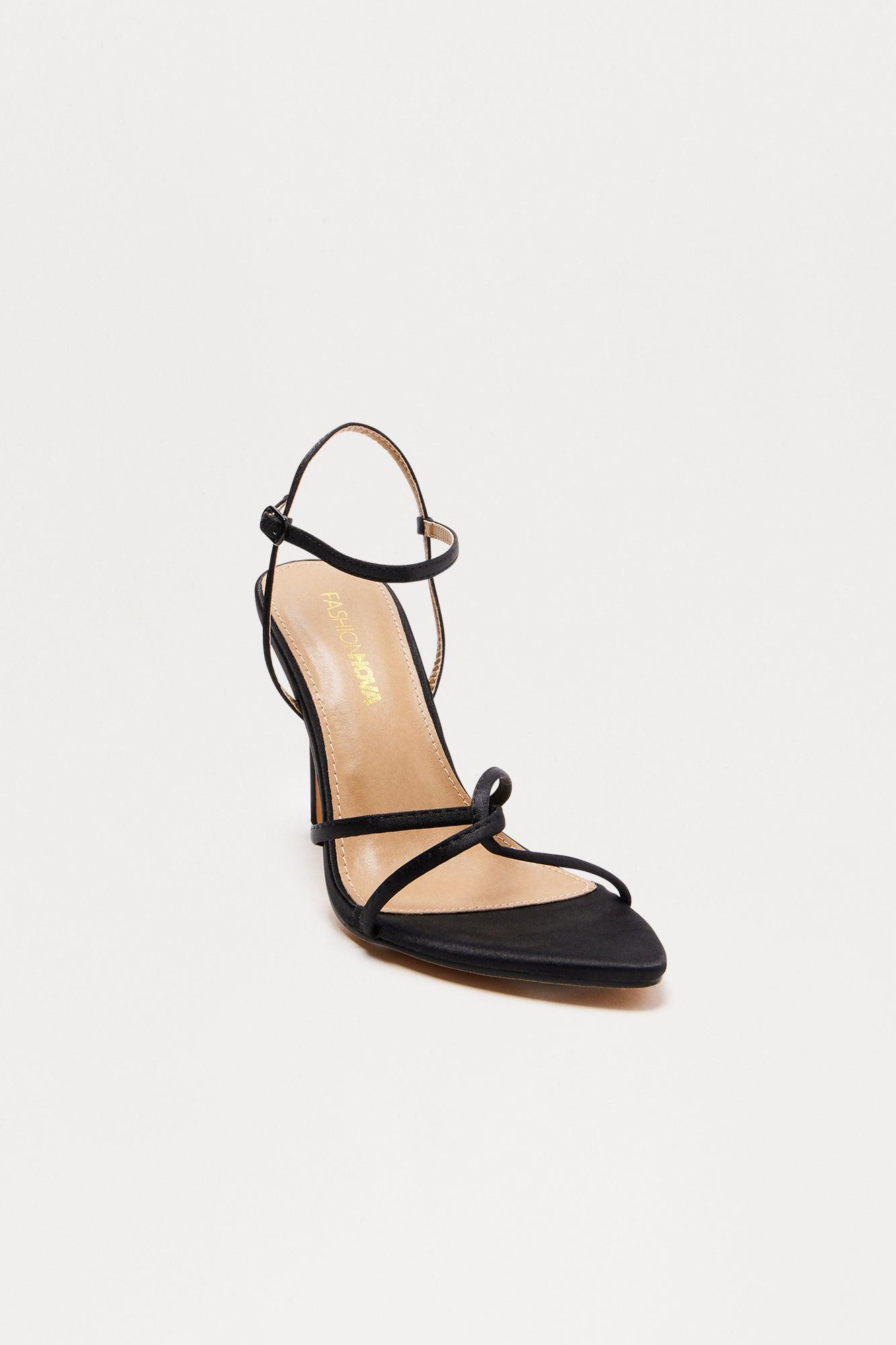 Keys Satin Ankle Strap Heels - Black Product Image