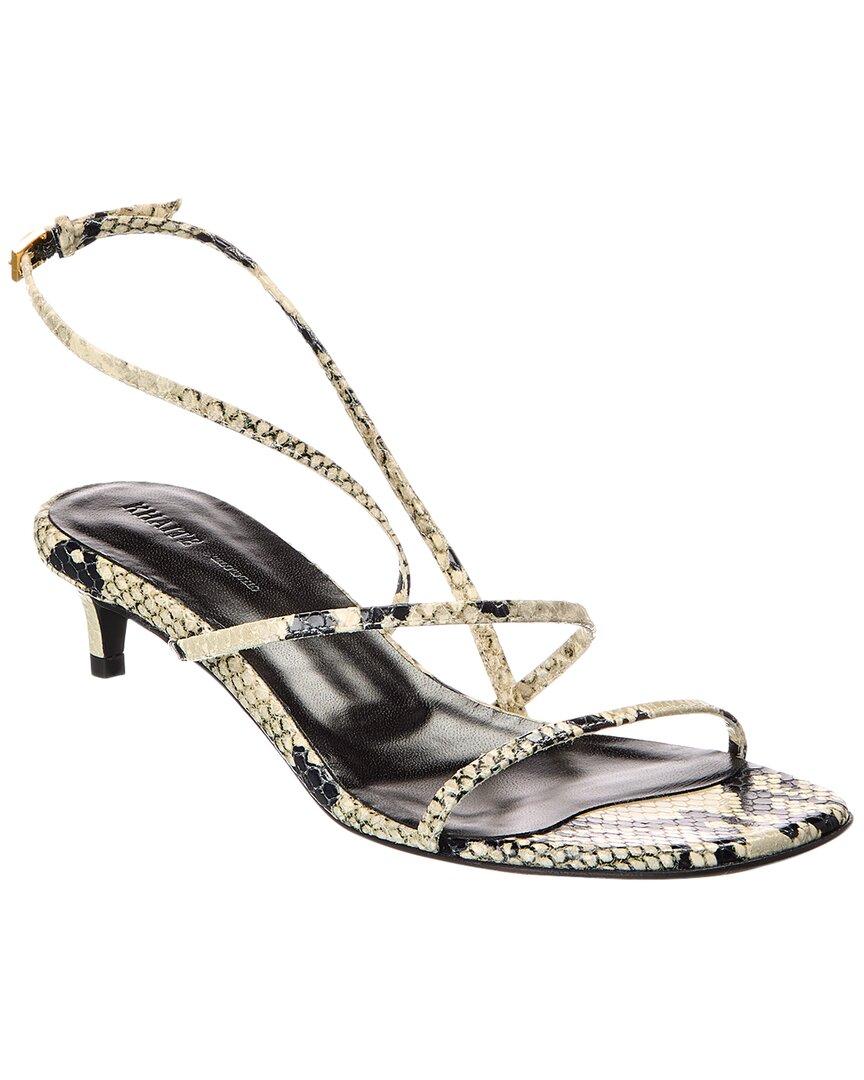 KHAITE Loop Snake-effect Leather Sandals In Beige Comb Product Image