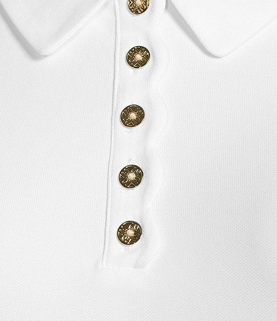 Lilly Pulitzer Frida Point Collar Button Neck Short Sleeve Scallop Polo Top Product Image