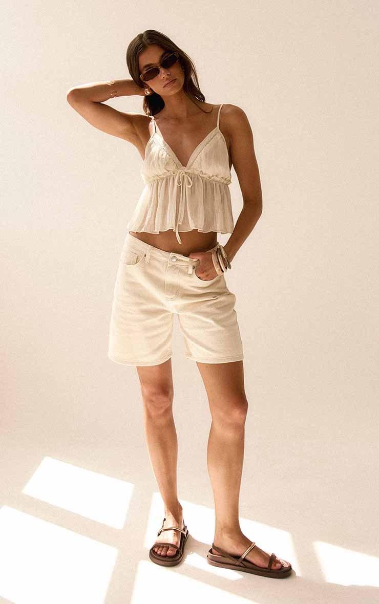 Butter Yellow Low Rise Denim Jorts Product Image