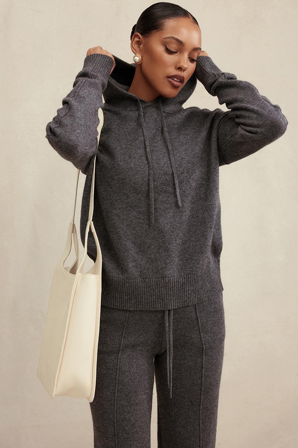 Jionni  charcoal cashmere blend hoodie - sale Product Image