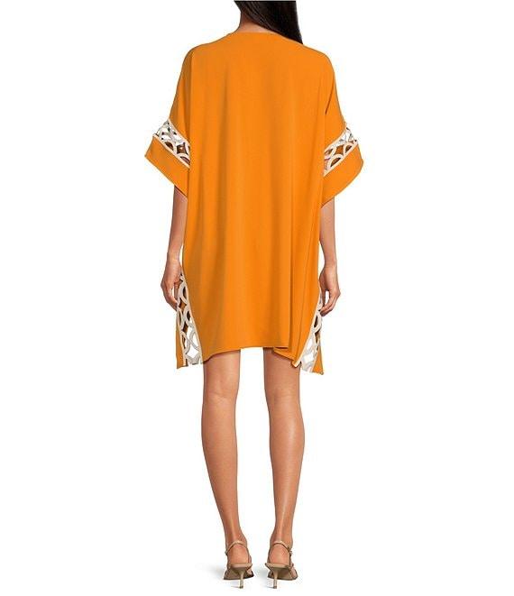 Trina Turk Amoreaux Double Georgette V-Neck Keyhole Elbow Sleeve Caftan Dress Product Image