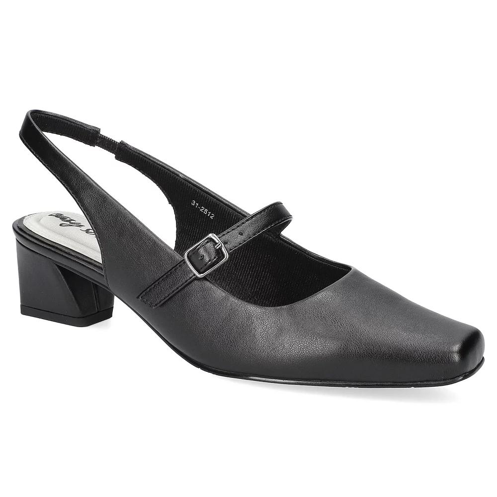 Easy Street Women's Cameo Square Toe Slingback Pumps, Size: 9, Black Product Image