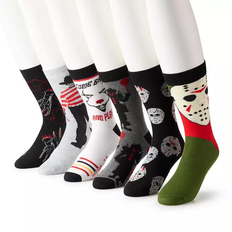 Men's Licensed Character 6-pack Variety Socks, Size: 10-13, Horror Product Image
