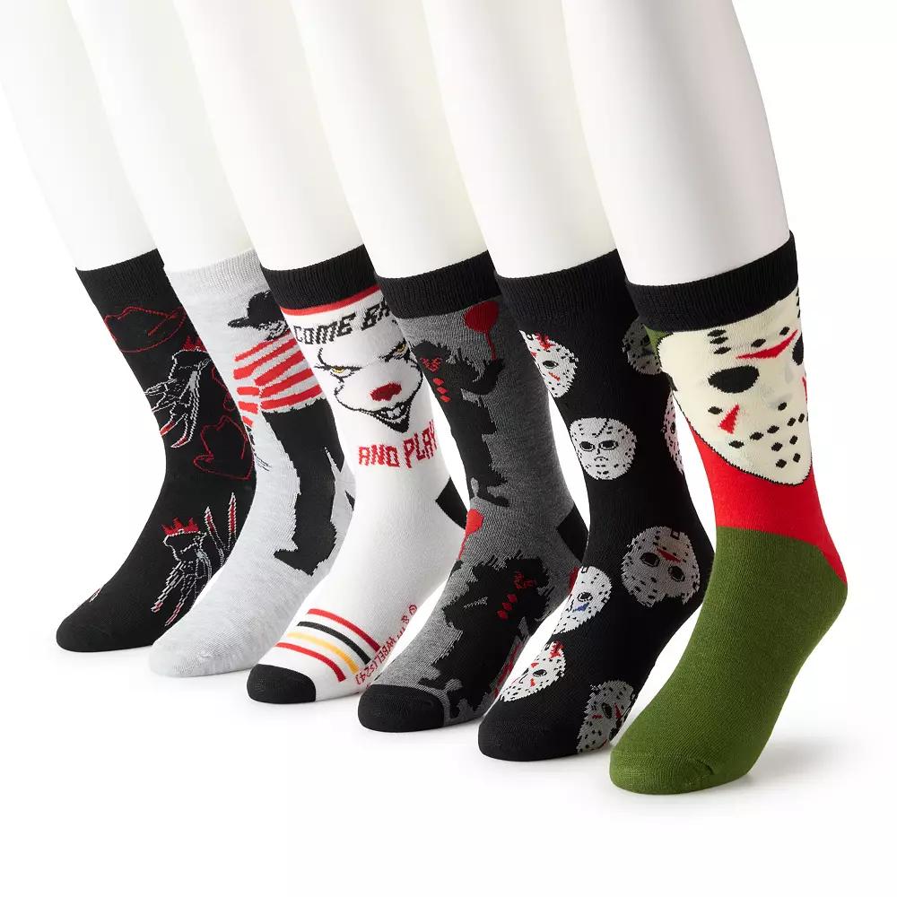 Men's Licensed Character 6-pack Variety Socks, Size: 10-13, Horror Product Image