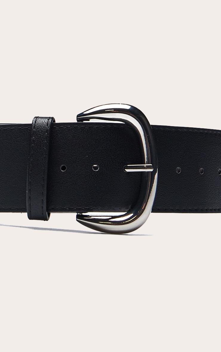 Black Chunky Silver Oval Ring Belt Product Image