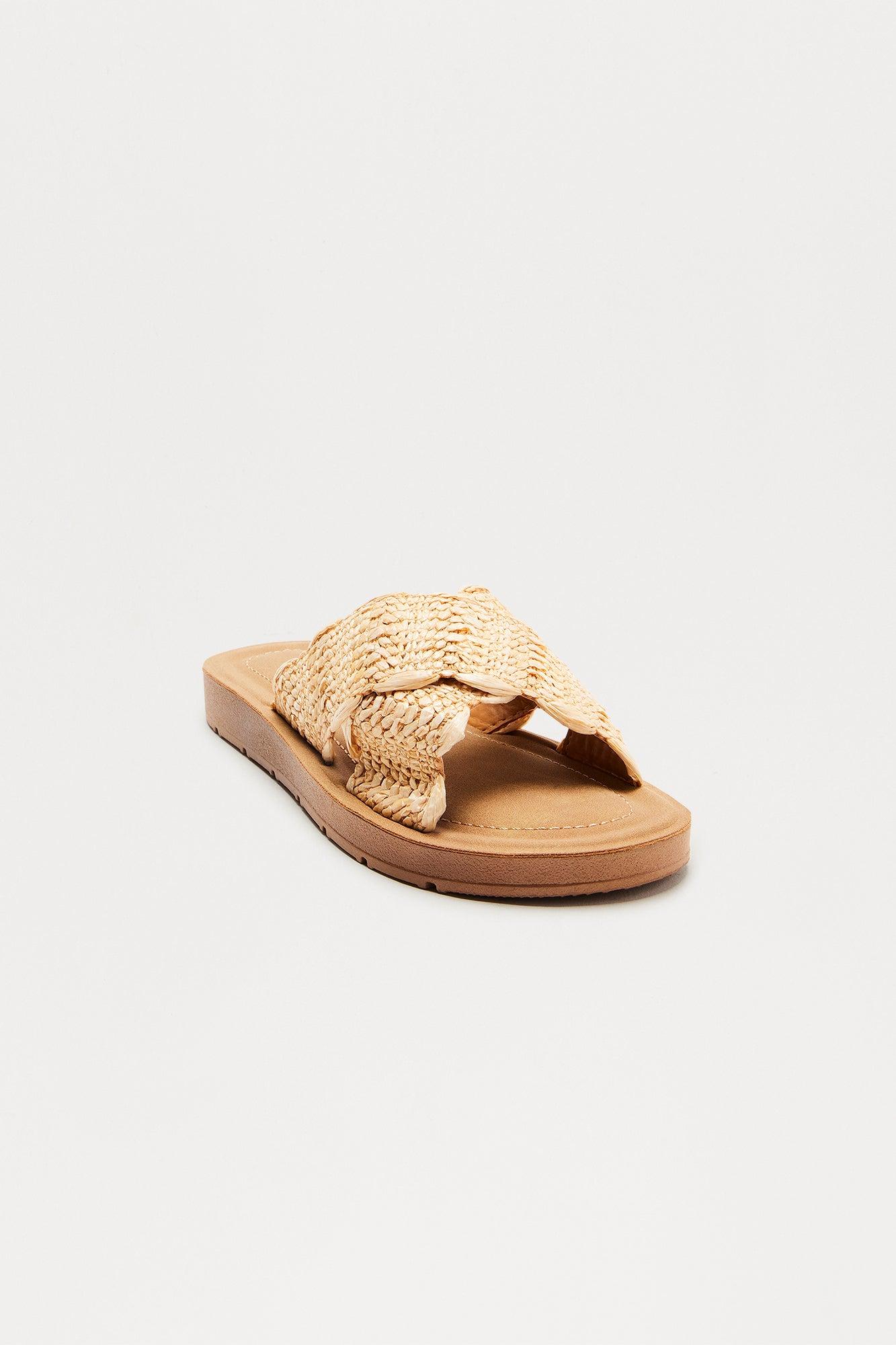 Crystal Cove Raffia Sandals - Natural Product Image