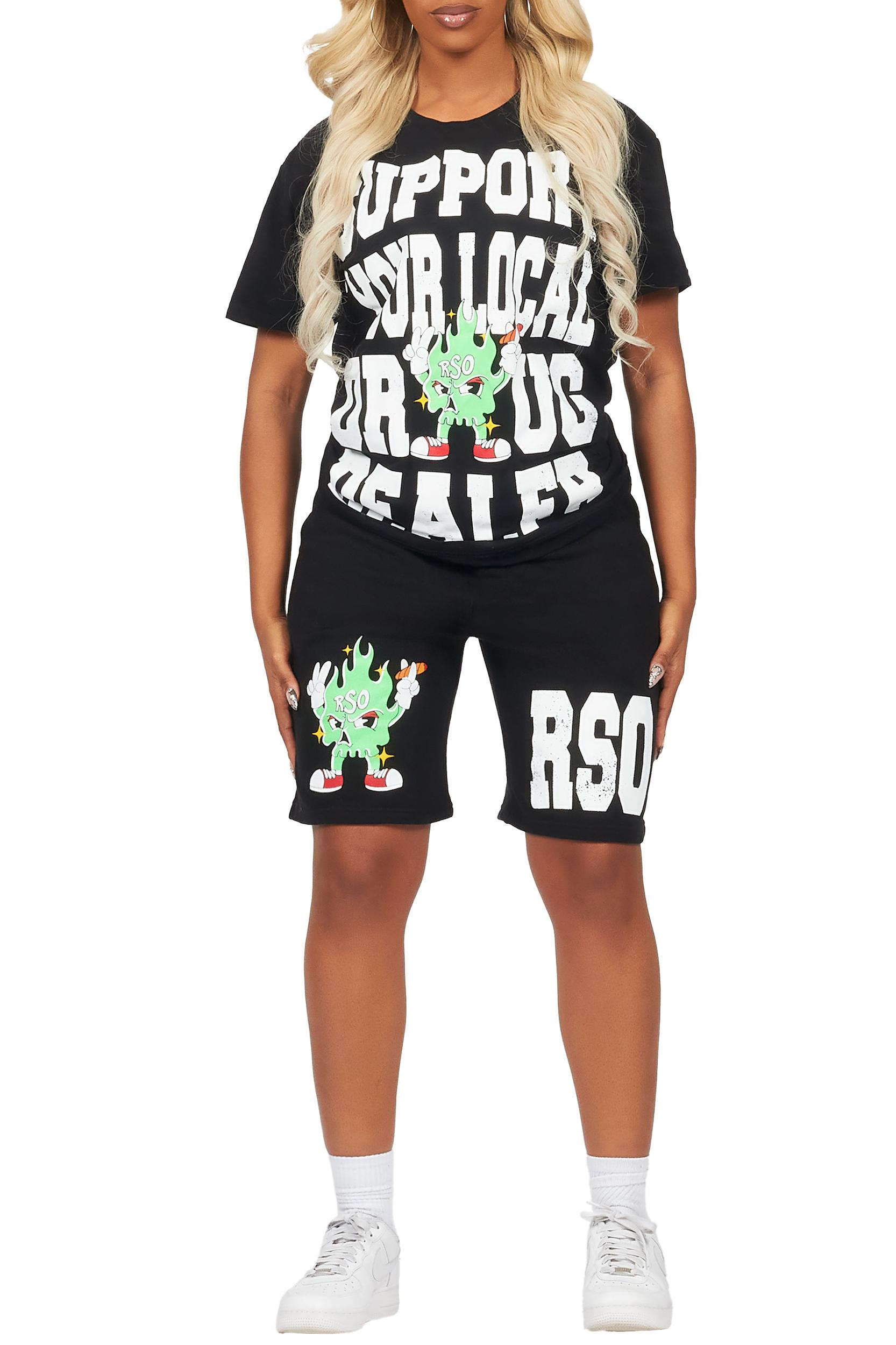 Mareona Black T-Shirt Short Set Female Product Image