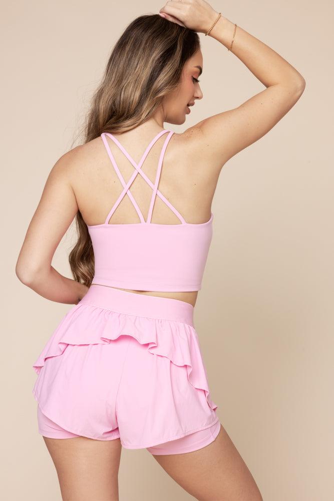 Cleo Corset Crop Bralette - Bubblegum Product Image