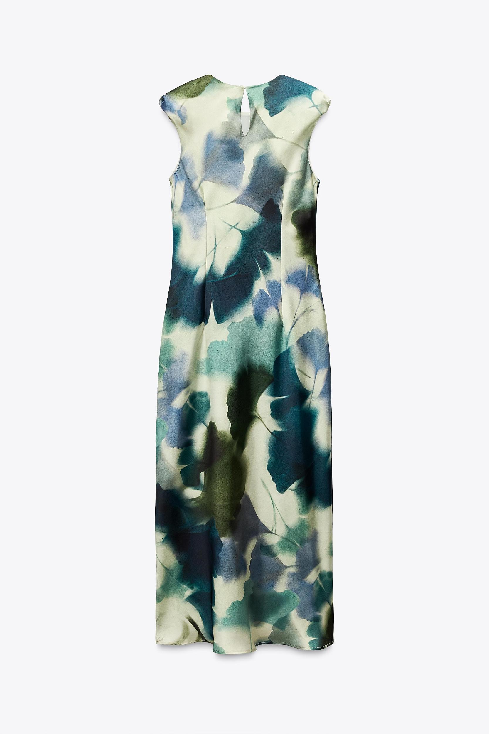 PRINTED SATIN EFFECT MIDI DRESS Product Image