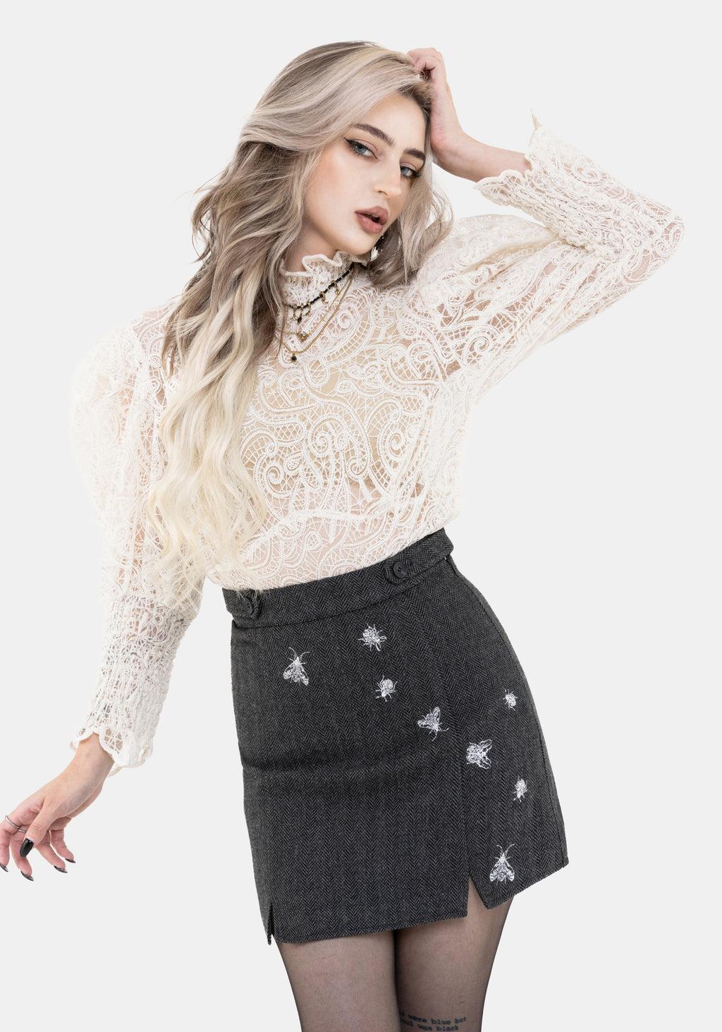 Chrysina Beetle Sequin Embellished Pleated Mini Skirt Product Image