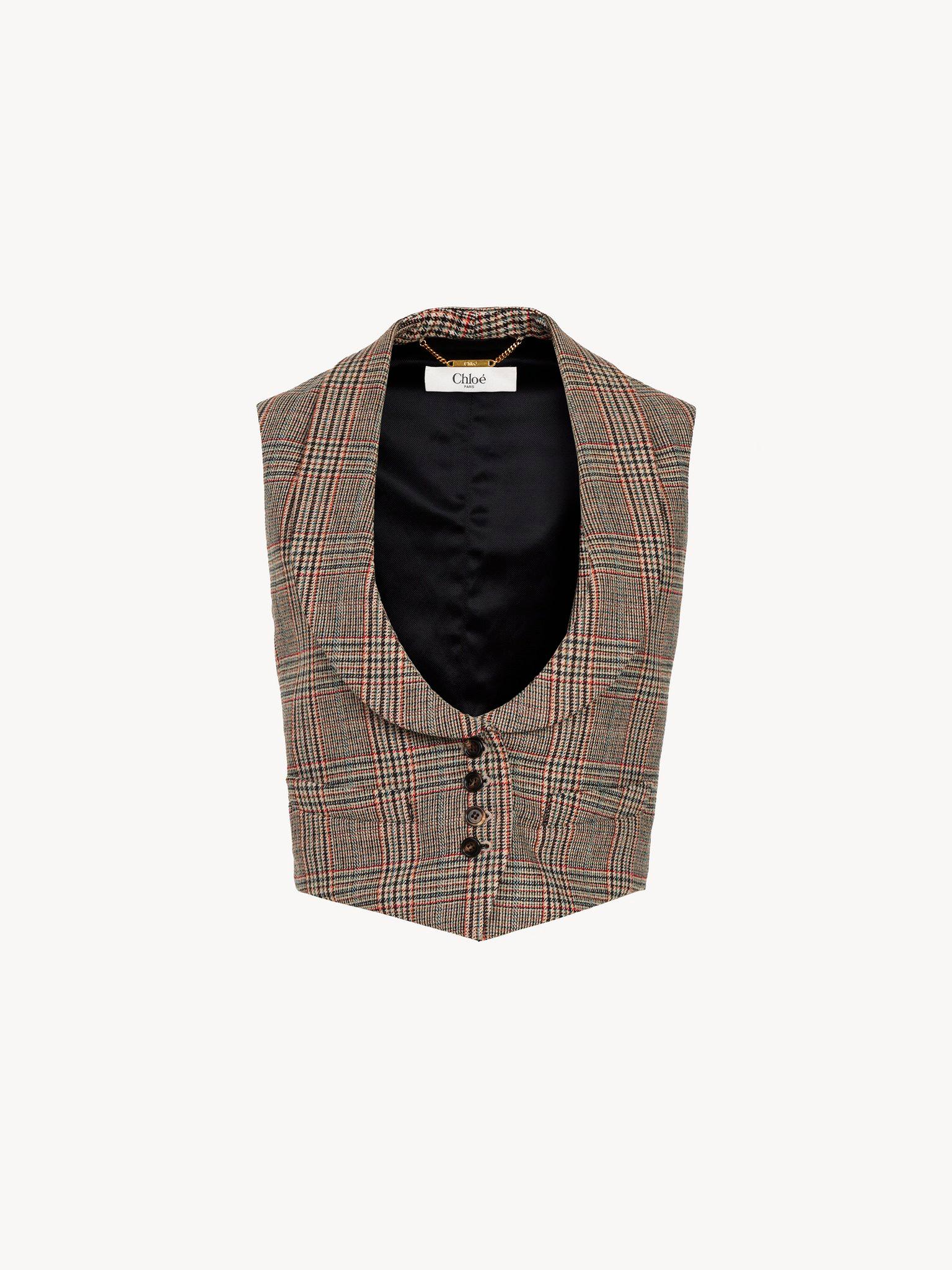 Tailored waistcoat in Prince of Wales wool Product Image