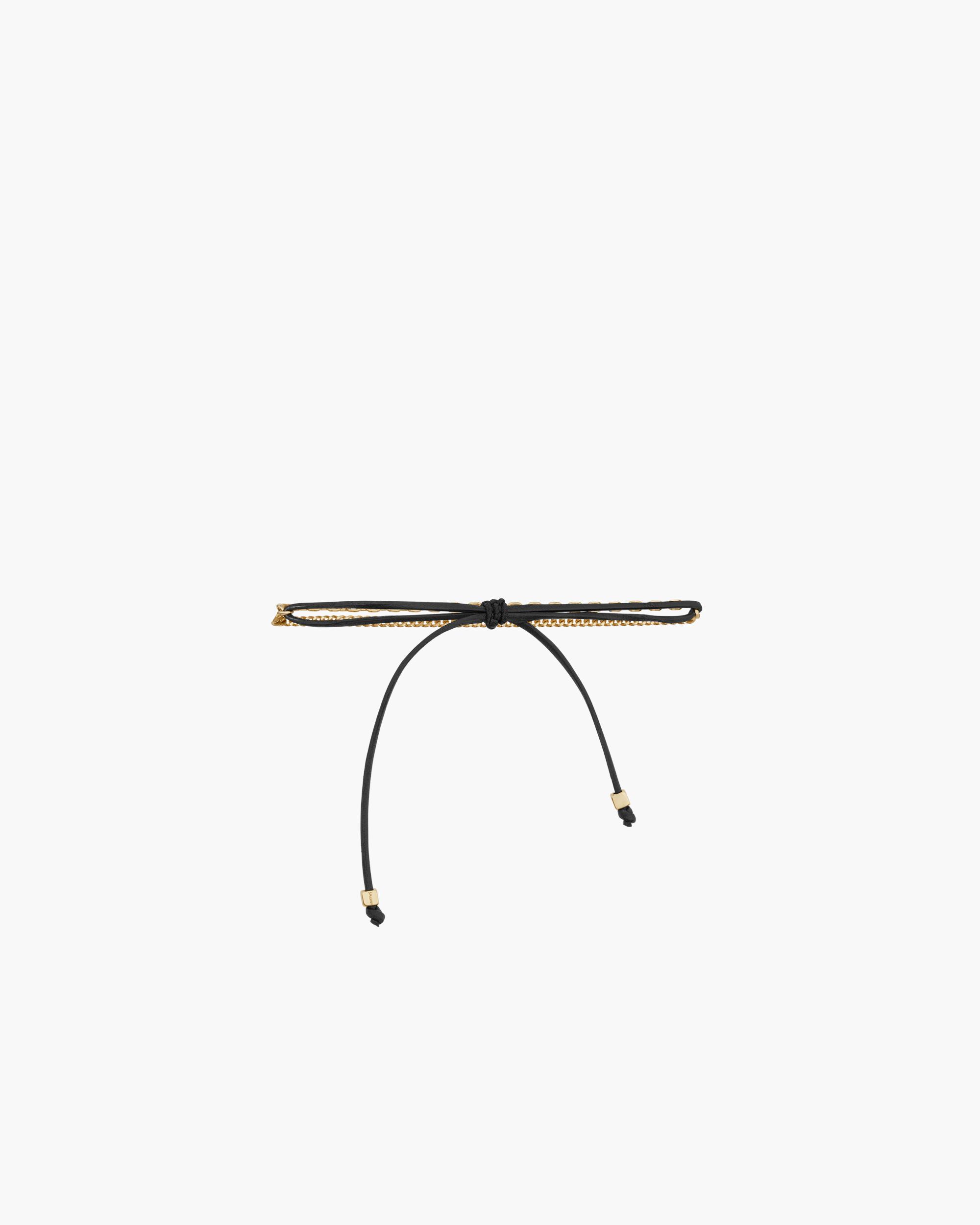 dual chain bracelet in 18K yellow gold and leather Product Image