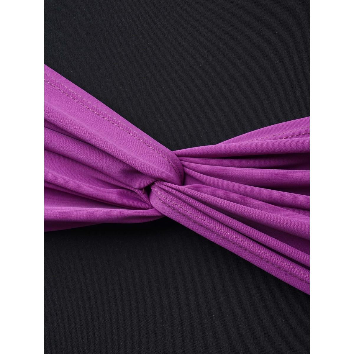 Plus Size Color Block Ruched One-Piece Swimsuit Women's Swimwear Lilac Beach Twist Curve Bathing Suits High stretch One Pieces BloomChic 26/4X Product Image