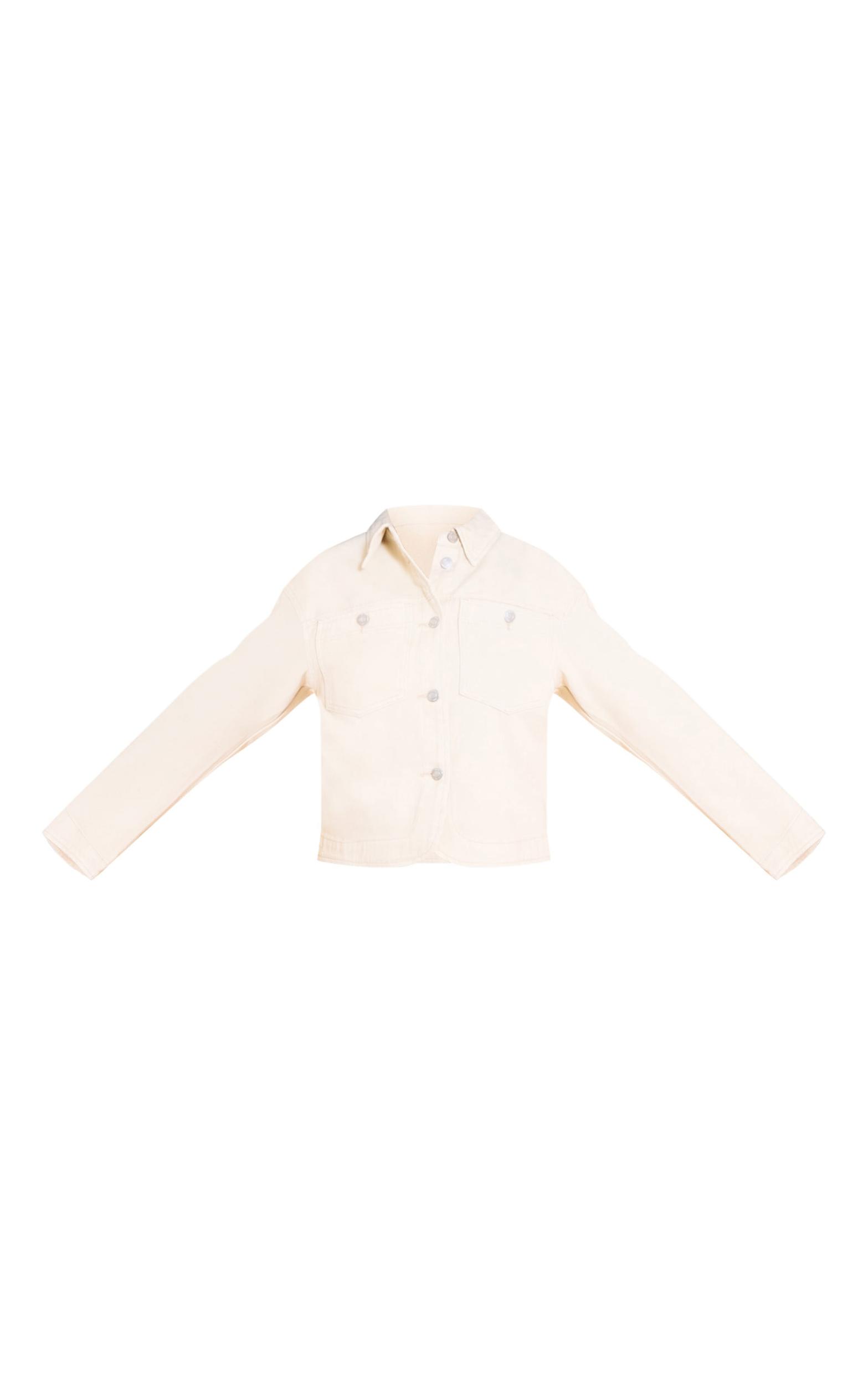 Stone Curved Hem Boxy Denim Jacket Product Image